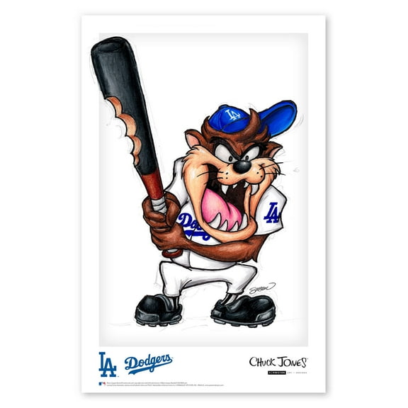 Tasmanian Devil Los Angeles Dodgers 11'' x 17'' Looney Tunes Fine Art Print