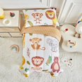 thumbnail image 1 of Set de ropa de cama para niños Joyreap 107x145 cm de microfibra con diseño de zoológico, 1 of 7