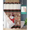 thumbnail image 2 of No Hook Shower Curtain with Snap in Liner, Christmas Snowflake and Snowman on Wood Grain Hotel Shower Curtains for Bathroom, Washable Shower Curtain Liner Set with Mesh Top Window, 72"x72", 2 of 6