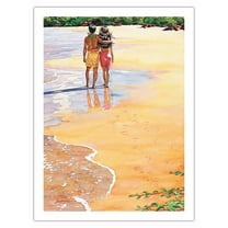 Sweethearts (Kekahi Mau Ipo) - Hawaiian Couple - From an Original Watercolor Painting by Janet Stewart - Bamboo Fine Art 290gsm Paper Print (Unframed) 24x32in
