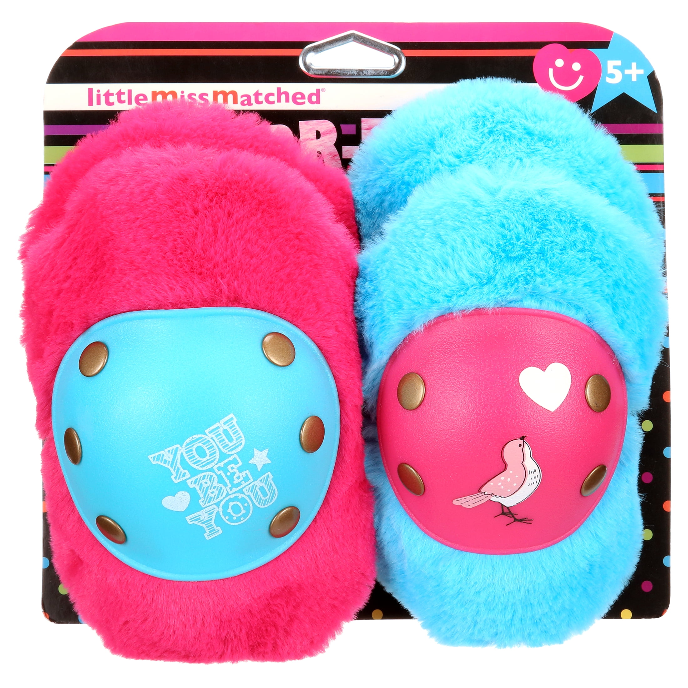 LittleMissMatched Furrr-Tastic Birdie Multi-Sport Child's Protective Pad Set, Pink/Blue