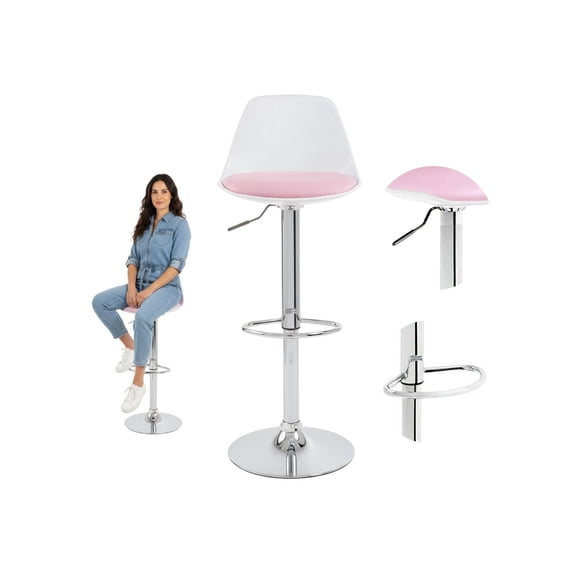 Set 2 Sillas Altas Para Barras De Cocina Desayunador O Bar Cromado Rosa
