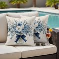 thumbnail image 2 of Outdoor Pillow Covers 18x18 Set of 2, Blue Spring Floral Waterproof Patio Throw Pillow Covers for Couch Sofa Chair, Watercolor Summer Flowers Vintage Decorative Pillowcases for Throw Pillows, 2 of 9