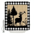 thumbnail image 2 of Christmas Elk Bathroom Curtain 72 Inch Shower Curtain with Hooks, Xmas Tree White Black Buffalo Plaid Waterproof Polyester Bath Curtain Washable Bathtub Curtain 66''x 72'', 2 of 6