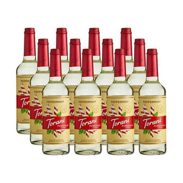 Torani Puremade Peppermint Flavoring Syrup, Clean-Label Cool Mint Glaze, 750 mL (25.4 oz) Glass Bottle (12/Case Bulk)