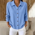 thumbnail image 2 of QIYAGBSA Long Sleeve Shirts for Women Button Down Soft Corduroy Collared Solid Color Casual Fall Winter Layering Tops (Sky Blue, 4XL), 2 of 5