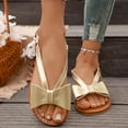 thumbnail image 6 of Sandals for Women Fashionable Casual Spring Summer Round-Headed Open-Toe Back Elastic Golden Bow Flat Sandals 38(6.5), 6 of 9