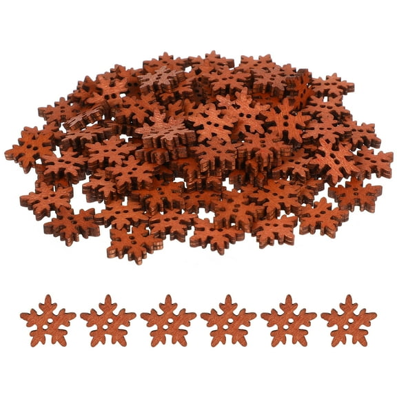100 Pcs Vintage Decor Christmas Decorations Snowflake Embellishments Wooden Button