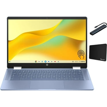 HP Chromebook x360 14 inch FHD IPS Touch 2-in-1 Laptop, Intel Processor N100, 4GB RAM, 64GB eMMC, Chrome OS, Sky Blue, with Tigology Accessories