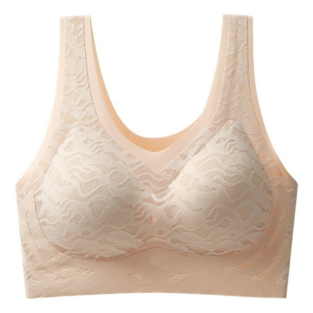 OJSFQUFP Bra for Deep Plunge Dress Beige Ultra Thin Ice Silk Bra Comfort Bra Seamless Daily Sports Bra Beauty Back Yoga Bra with Removable Chest Pad L2