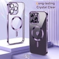 thumbnail image 2 of Dteck Magnetic Clear Case for iPhone 15 Pro, Compatible with MagSafe, Full Camera Lens Protection Luxury Plating Slim Soft TPU Shockproof Protective Cover for iPhone 15 Pro,Purple, 2 of 5
