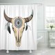 thumbnail image 1 of Cortina de Ducha ABPHQTO Marrón Azteca Beige Vaca Toro Calavera Azul Sudoeste Ganado 150x180 cm, 1 of 1