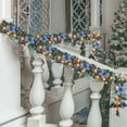 Silver Theme 6FT 50LED PreLit Garland with Blue Leaves, Ball Ornaments