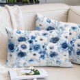 thumbnail image 2 of White Blue Flower Pillow Covers 12"x20", Vintage Pastoral Floral Petals Spring Soft Brushed Microfiber Breathable Throw Pillow Covers, Pillowcase with Zipper for Couch Sofa Bedroom Living Room, 2 of 9