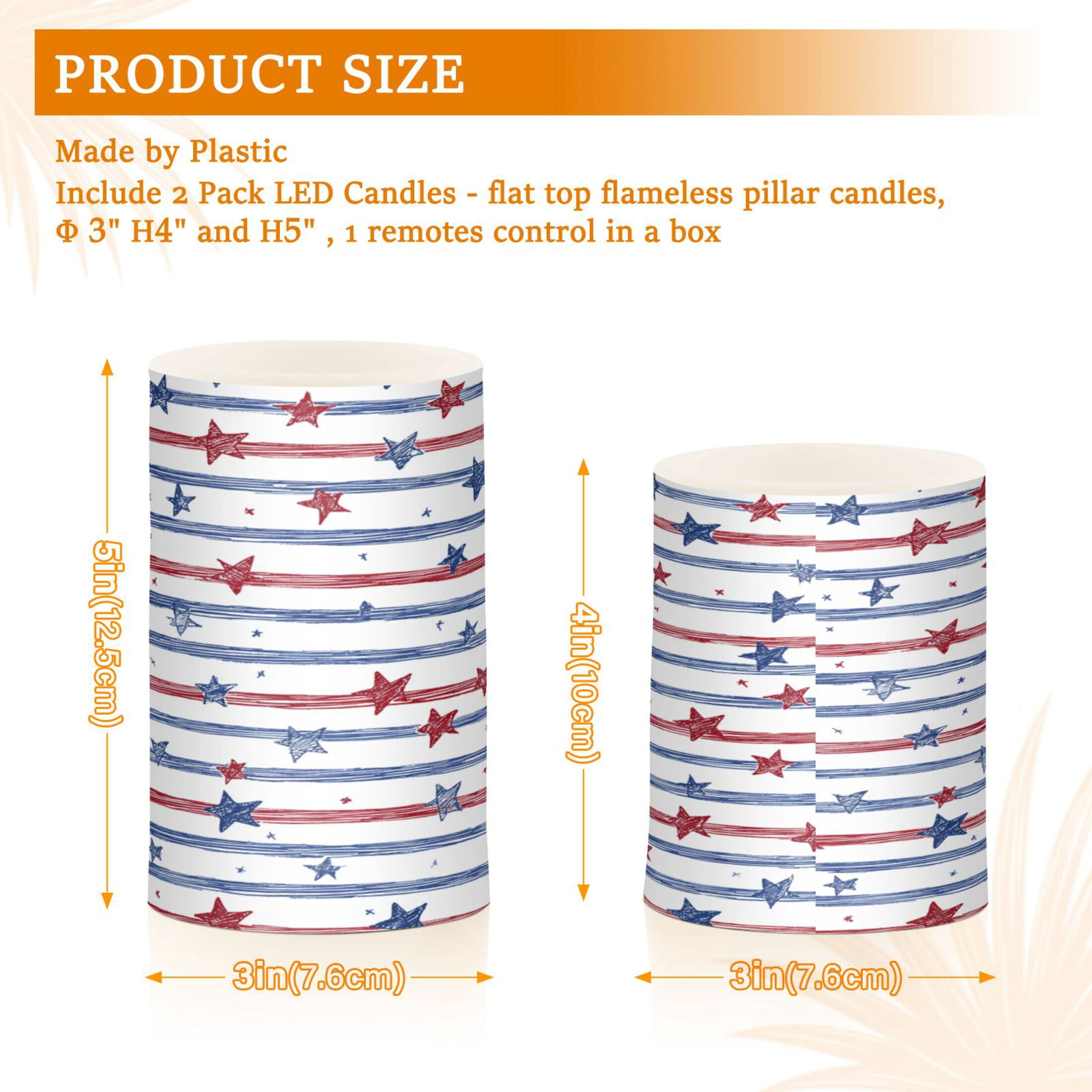 Electronic Candles Light Combination 3x5In, 3x4In Flameless Candles Plastic Festive Decoration Party Christmas Decoration The Stars and Stripes