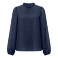thumbnail image 4 of Annhoo Long Sleeve Shirts for Women Dressy Casual Pleated Crewneck Solid Color Loose Tops Spring Clothes, 4 of 8