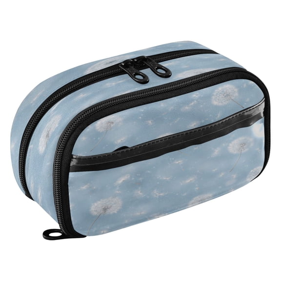 Large Pencil Pen Case Capacity PVC Pencil Pouch Makeup Bag for Women Man, Blue DandelionPrinted