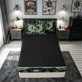 thumbnail image 4 of meiyoeat Golf Letter K Zipper Comforter Set with Fitted Sheet and 2 Pillowcases for Men Women, Green Patchwork Buffalo Zipper Bedding Set, Black Reversible, 3 Pieces, 4 of 6