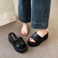 thumbnail image 4 of Slippers for Women,Fashion Solid Color Platform Slippers Temperament Comfortable Breathable Shoes,Womens Slippers,Black,6.5, 4 of 6