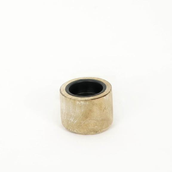 Natural/Black Mango Wood Round Tea Light Holder
