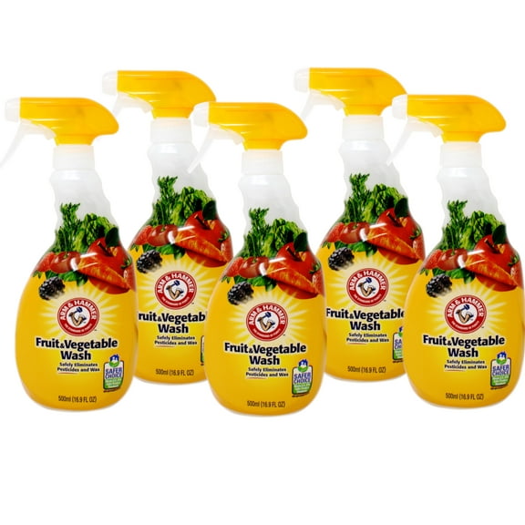 Arm & Hammer Fruit & Vegetable Wash, Safely Eliminates Pesticides and Wax 16.9 Ounce - 5 Pack