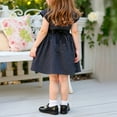 thumbnail image 5 of LNWUY Spring and Summer Girls Toddler Polka Dot Print Short Sleeve Bow Tie Round Neck Dress Waisted Dance Skirt Children's Dress Black 5 Years, 5 of 6