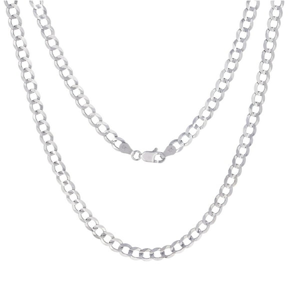 Nuragold 10k Real White Gold Solid Cuban Curb Link 5mm Chain Necklace (16"-30") Italian Jewelry for Men