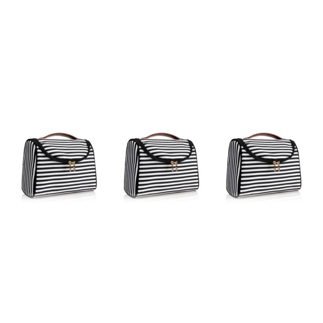 fastboy Large Capacity Cosmetic Storage Bag - Store All Makeup In One Place Choose Multiple Colors Black white stripe 3Set