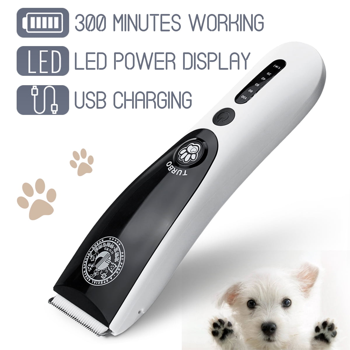 Electric Dog Cat Pet Hair Clipper Grooming USB Rechargeable Cordless
