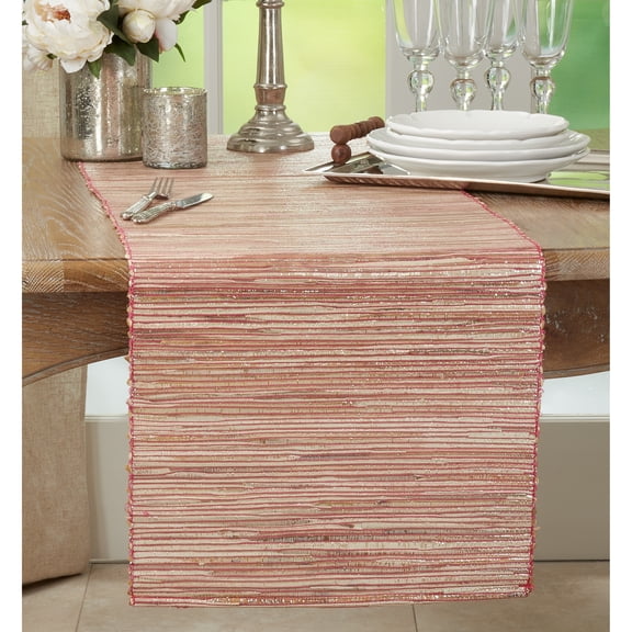 Saro Lifestyle Shimmering Woven Nubby Water Hyacinth Table Runner