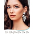 thumbnail image 4 of 12 piezas de 6 estilos de aretes de acero inoxidable, aretes planos y redondos con textura de disco, aretes con tuercas y aros en blanco., 4 of 4