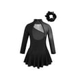 thumbnail image 2 of Miaeowve Kids Girls Figure Skating Dress Long Sleeve Mesh Splice Rhinestones Ballet Tutu Skirted Leotard Dance Outfits Black 10, 2 of 7