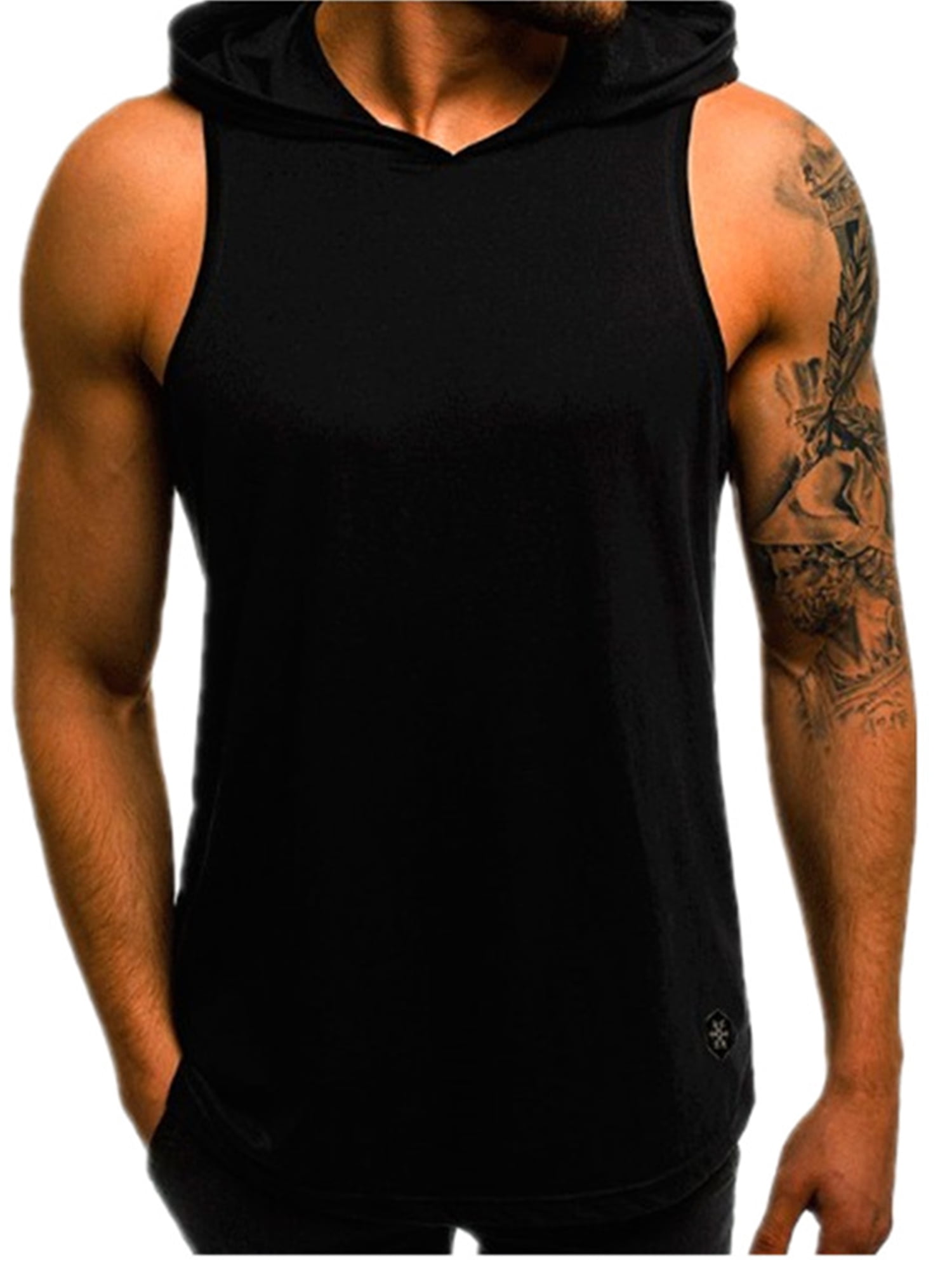 men's sleeveless hooded t shirt