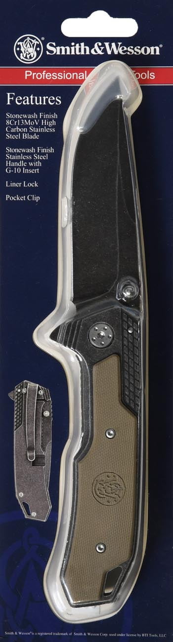 Smith & Wesson 3.55" Stonewash Folding Knife, SW609CP