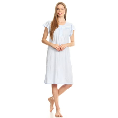 

Lati Fashion Women Nightgowns Short Sleeve Female Nightgowns & Sleepshirts Blue XXXL