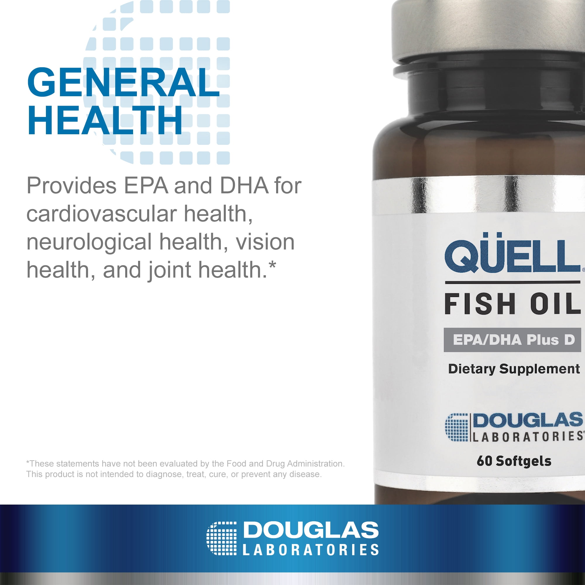 Douglas Laboratories QUELL Fish Oil EPA/DHA Plus D | 3:2 Ratio of EPA to DHA Essential Omega 3 Fatty Acids Plus 1,000 I.U. of Vitamin D3* | 60 Softgels