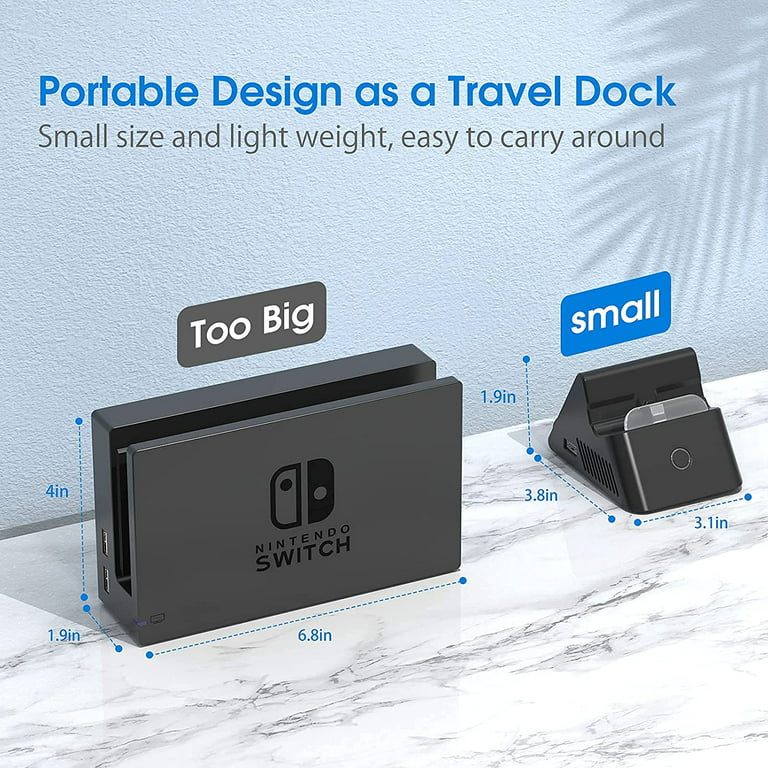 HEYSTOP Switch Dock for Nintendo Switch with HD HDMI, Portable Switch  Docking Station Replacement for Nintendo Switch Dock, TV Dock Compatible  with Nintendo Switch with Type-C and USB 3.0 Port, Small 