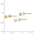thumbnail image 3 of Madi K 14k  Ball, CZ & Freshwater Cultured Pearl 3 Pair Earring Set, 3 of 5