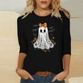 thumbnail image 2 of FAVIPT Womens 3 Quarter Sleeve Halloween Tops Cute Ghost Pumpkin Print Shirts Crew Neck Basic Loose Tops Casual Fashion Fall 2025 Blouses Black,XXXXL, 2 of 4