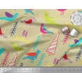 thumbnail image 3 of Soimoi Beige Modal Satin Fabric Text & Bird Artistic Print Fabric by Yard 42 Inch Wide, 3 of 5