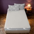 thumbnail image 4 of Homewish Psychedelic Stars Moon Zipper Full Size Comforter Sets with Fitted Sheet and 2 Pillowcases, White Gray Zipper Bedding Set, Gray Reversible, 4 of 7