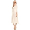 thumbnail image 4 of Women's Casual Basic Comfy 3/4 Sleeve Flare A-line Midi long maxi Dress, 4 of 7