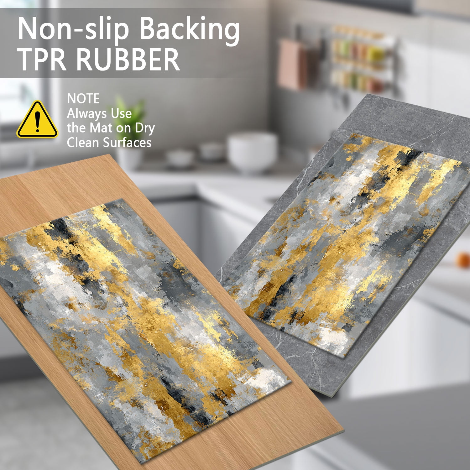 3 Piece Kitchen Rug Set, Non-Slip And Washable, Abstract Pattern Kitchen Hallway Rug, Soft And Comfortable, Suitable For Sinks, Floors, Entrances, Hallways and Bathrooms