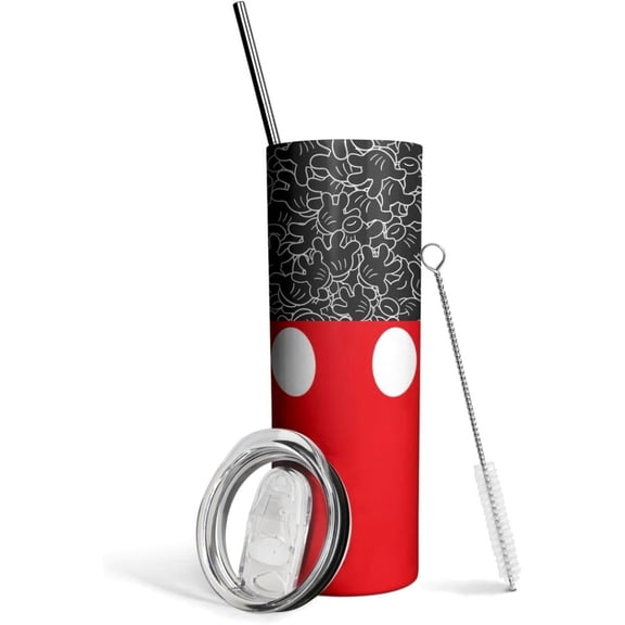 20 oz Tumbler with Straw and Lid,Stainless Steel Double Wall Insulated Water Bottle, Cartoon Mouse Skinny Tumbler Vocation Gifts for Girls and Women