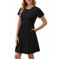 thumbnail image 4 of UVN Summer Dresses for Women Short Sleeve Pleated Midi Dress Casual Tunic Dresses with Pockets, 4 of 10