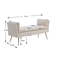 thumbnail image 2 of Upholstered Bench, Velvet Entryway Accent Bench with Padded Cushions and Armrest, Footrest Stool Gold Metal Legs for End of Bed Living Room, White, 17.72'' x 52.17'' x 25.98'', 2 of 7