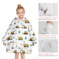 thumbnail image 6 of Cartoon Construction Vehicles Clouds White Pattern Blanket Hoodies for Kids 6-13YR Oversize Wearable Blanket Hoodies for Boys Girls Teens, 6 of 7