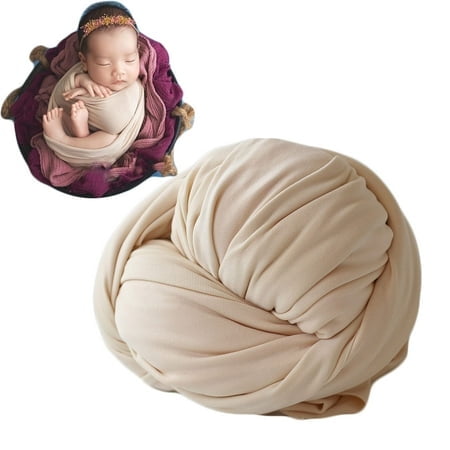Zeroest Newborn Photography Stretch Wrap Boy Girl Baby Wraps Photography Props Baby Photo Prop Stretch Blanket for Baby (Beige)