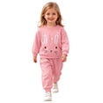 thumbnail image 3 of Duqingm Toddler Girls Outfit Sets- Cute Casual Cotton Long Sleeve Tees and Pants Kids Fall Winter Clothes (Pink,9-12 Months), 3 of 7