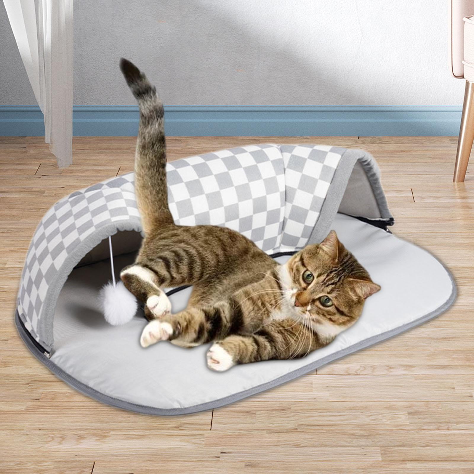 Bvdfgk 2 in 1 Cat Bed Play Tunnel Interactive Toy, and Playing Ball Toys, Foldable Soft S
